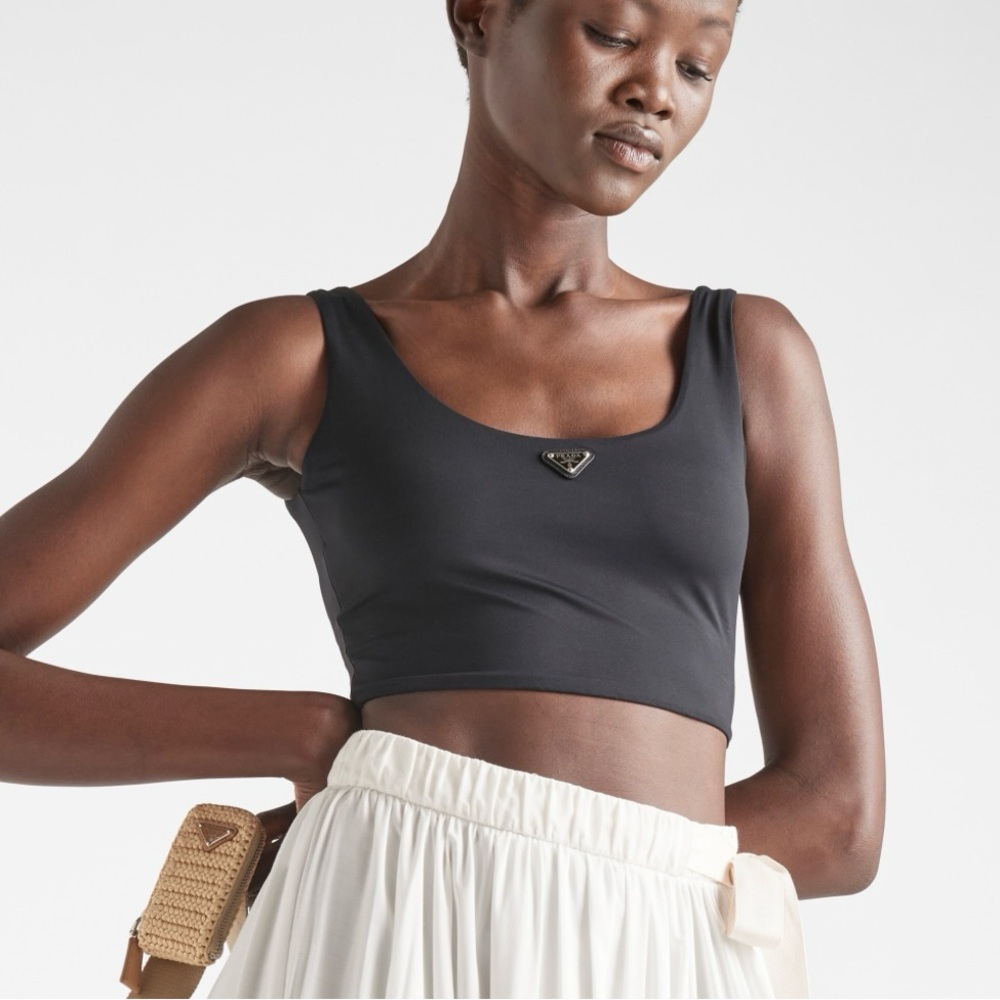 Prada Black Fitted Crop Tank Top